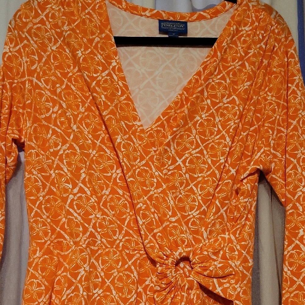 Pendleton Orange Patterned Long Sleeve Dress - image 3